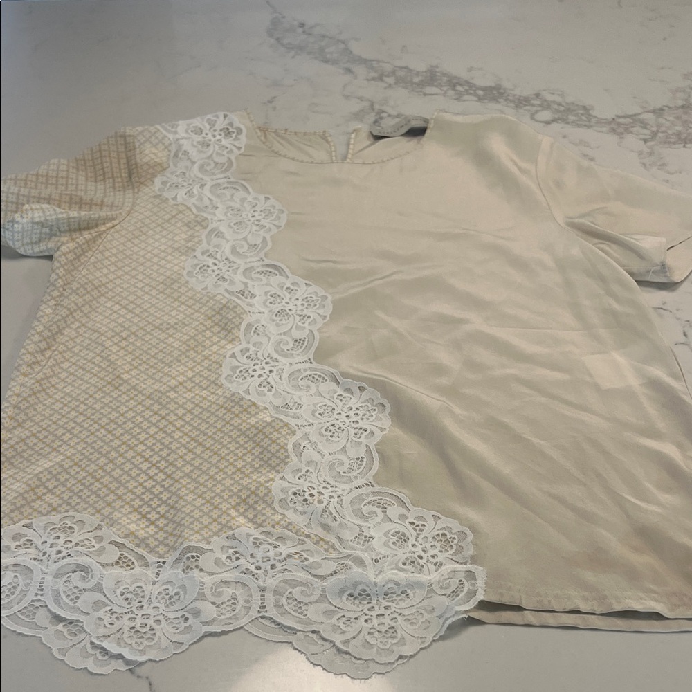 Stella McCartney Ivory Blouse with White lace Accents